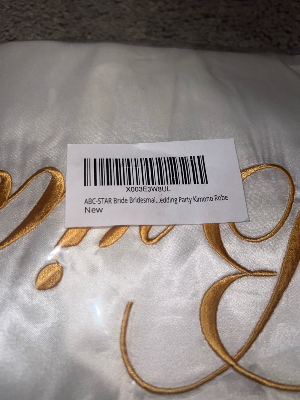Bride Satin Robe with Gold Script - Picture 3 of 4